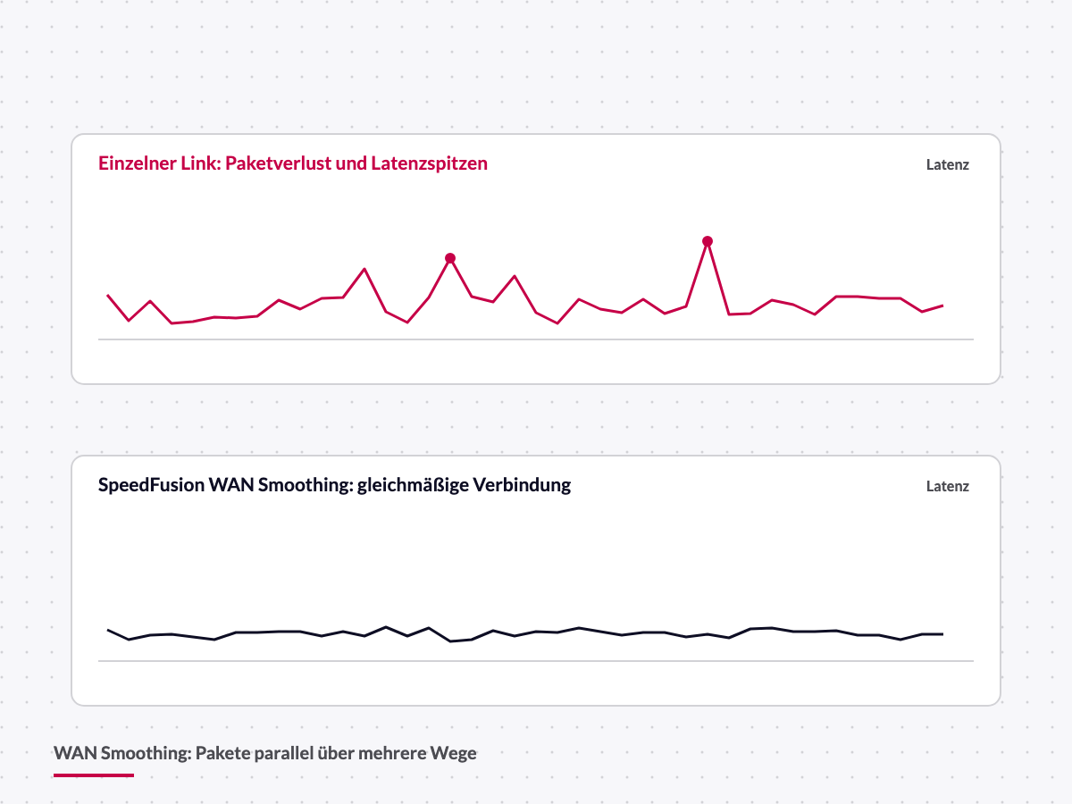 Schema: WAN Smoothing glättet Paketverlust und Latenz
